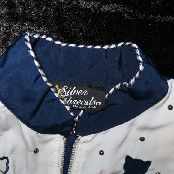 Vintage Cat Lover Jacket Beaded Embroidered Rope Western Sz Large Shoulder Pads - Picture 12 of 16